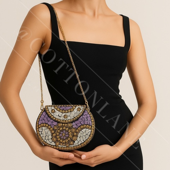 Ramla Beverly Hills Hand-Crafted Bag in Purple - Picture 2 of 6